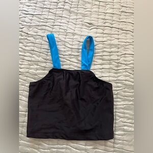 cropped dance top with blue straps
